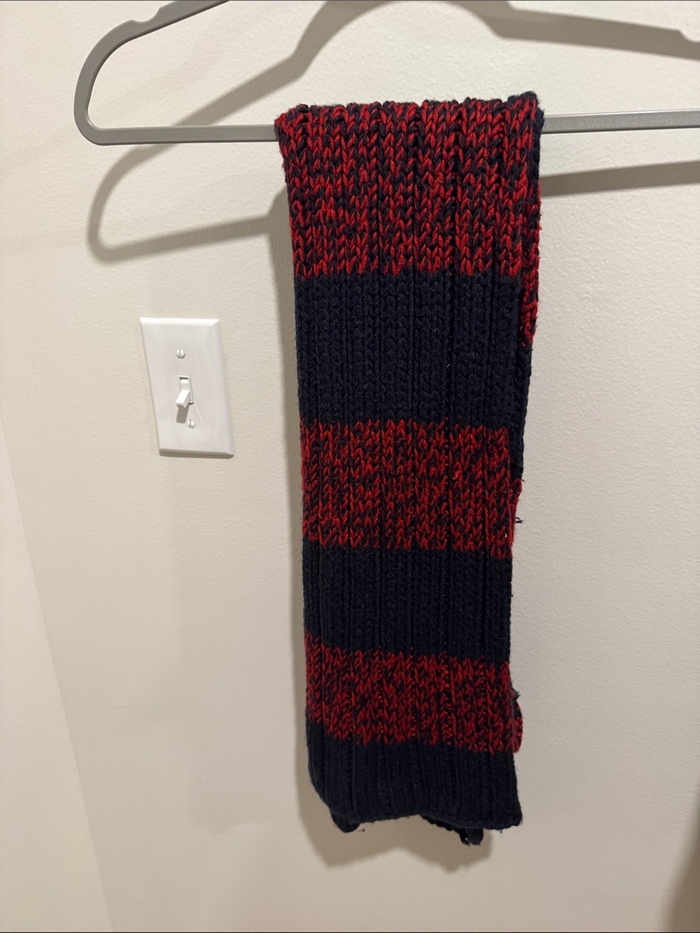 Striped Knit Scarf in Red and Black